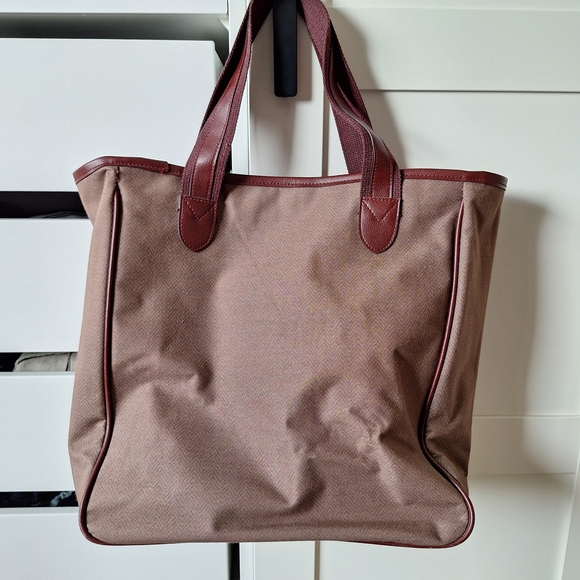 Vintage Polo Tote Bag in Brown with Burgundy Trim - Picture 3 of 4